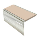 Square Aluminium Stair Nosing Single Channel 2.44m Length Tread 62mm Slip-Resistant Inserts Ideal for Medium Carpets & Heavy-Duty Flooring