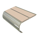 Aluminium bullnose stair nosing with anti-slip inserts, showing 53mm profile and rounded edge design