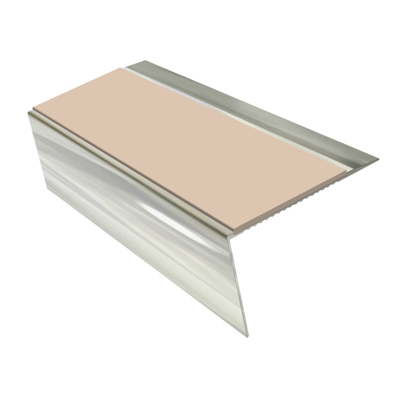 Rake Back Aluminium Stair Nosing 2.75m 70mm Tread Slip-Resistant Inserts Durable for Vinyl, LVT, Wood & Hard Flooring