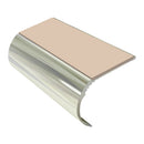 Bullnose aluminum stair nosing with slip-resistant PVC inserts, 3.22m length, 37mm riser for vinyl carpets
