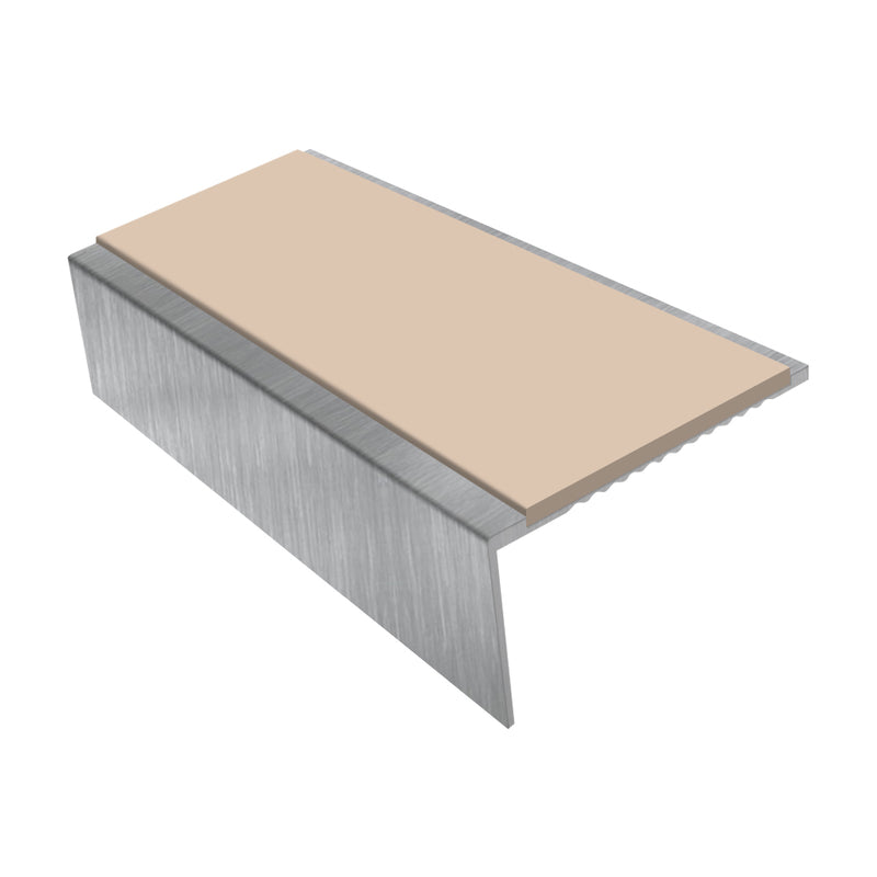 Square Aluminium Stair Nosing Single Channel 2.44m 25mm Riser Slip-Resistant PVC Inserts for Vinyl, Lino, Lightweight Carpets Safe Domestic Solution