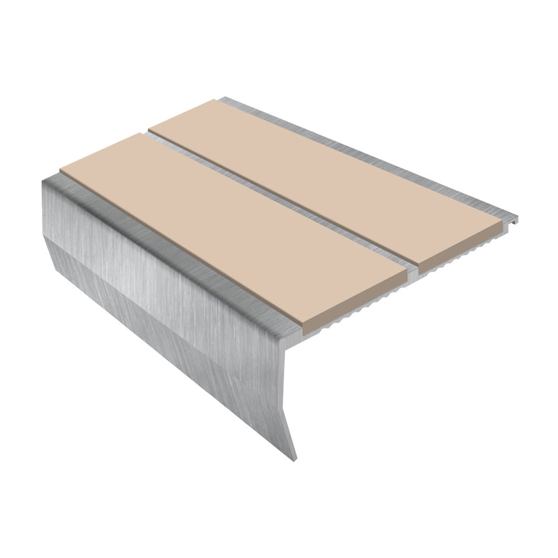 Heavy Duty Chevron Aluminium Stair Nosing 2.44m, Double Insert, 40mm Riser, Slip-Resistant, Durable for High-Traffic Areas, Ideal for Home & Business