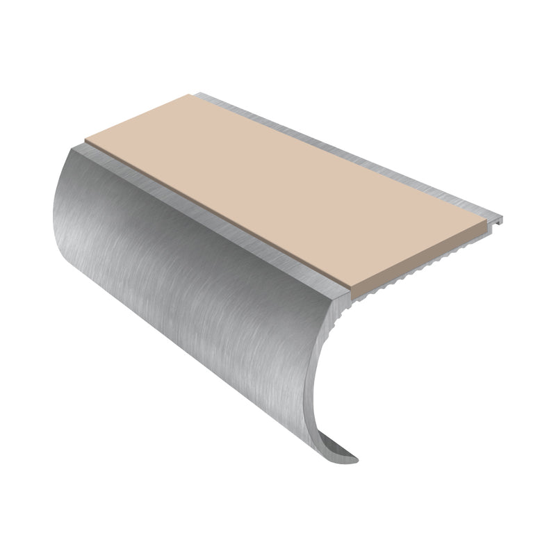 Heavy Duty Bullnose Aluminium Stair Nosing 2.75m, Single Insert, 57mm Riser, Slip-Resistant, Durable for High-Traffic Areas, Ideal for Home & Business