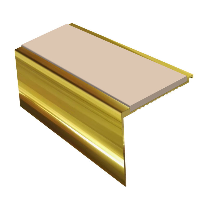 Square Aluminium Stair Nosing Single Channel 2.44m Length Tread 62mm Slip-Resistant Inserts Ideal for Medium Carpets & Heavy-Duty Flooring