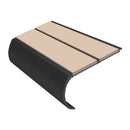 Heavy duty aluminium bullnose stair nosing with anti-slip insert strips in sahara and black finish