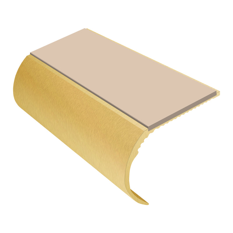 Bullnose Aluminium Stair Nosing 2.75m - Single Channel, Riser 37mm, Slip-Resistant PVC Inserts for Vinyl, Lino & Lightweight Carpets