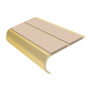 Anti slip bullnose stair nosing in satin gold finish with PVC inserts, 2.44m heavy duty aluminum
