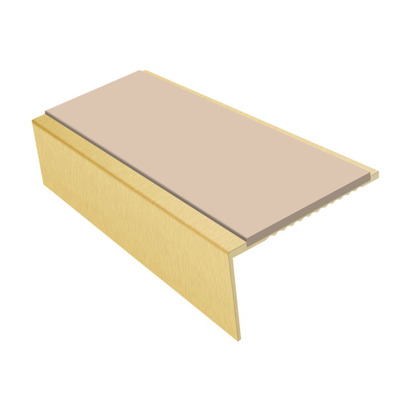 Square Aluminium Stair Nosing Single Channel 2.44m 25mm Riser Slip-Resistant PVC Inserts for Vinyl, Lino, Lightweight Carpets Safe Domestic Solution