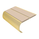 Gold aluminium bullnose stair nosing with dual anti-slip inserts, 53mm width, heavy duty construction
