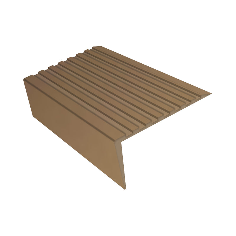 Castellated Square Aluminium Stair Nosing with Ramp Back Profile 3mm Gauge – Durable, Slip-Resistant Edge Protector for Uncovered Stairs 71mm Tread