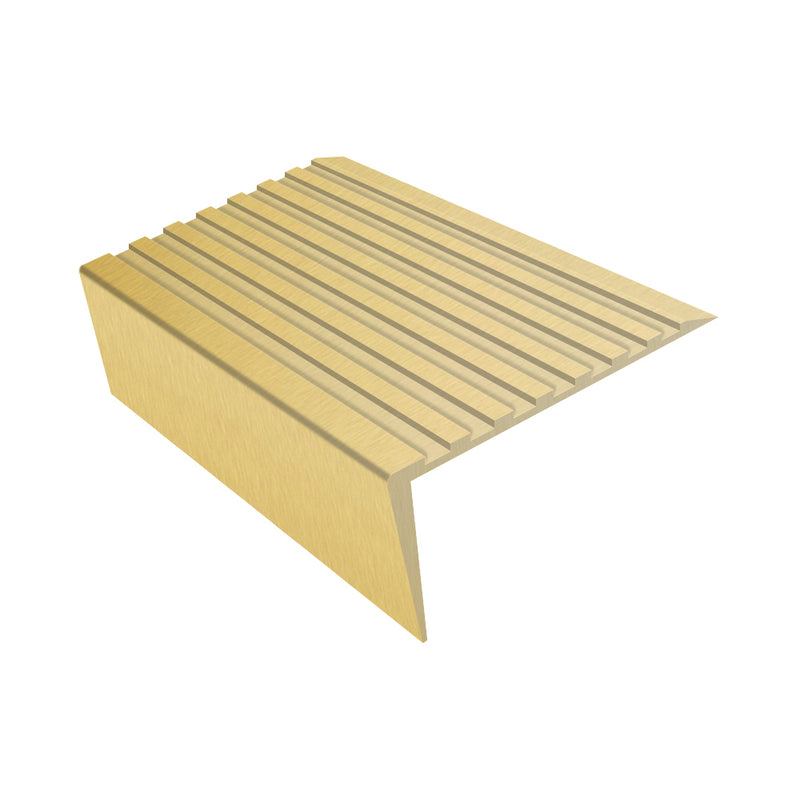 Castellated Square Aluminium Stair Nosing with Ramp Back Profile 3mm Gauge – Durable, Slip-Resistant Edge Protector for Uncovered Stairs 71mm Tread