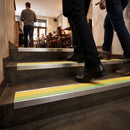 Aluminium anti-slip stair nosing 60mm x 32mm with high-visibility yellow insert for carpet tiles