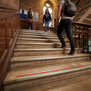 Aluminium anti-slip stair nosing 60mm x 32mm with red tread insert for carpet tiles
