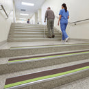 Brown anti-slip insert on 63x32mm aluminium stair nosing for carpet and LVT