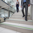 Ice grey insert variant of 63x32mm screw-fit aluminium stair nosing