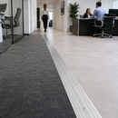 Matt silver finish on 60mm aluminium cover strip for floor joints