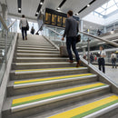 Yellow high-visibility insert on 70x40mm heavy duty aluminium stair nosing