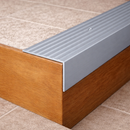 Anodised aluminium stair nosing with anti-slip ribbed surface, 65x42mm profile for indoor outdoor steps
