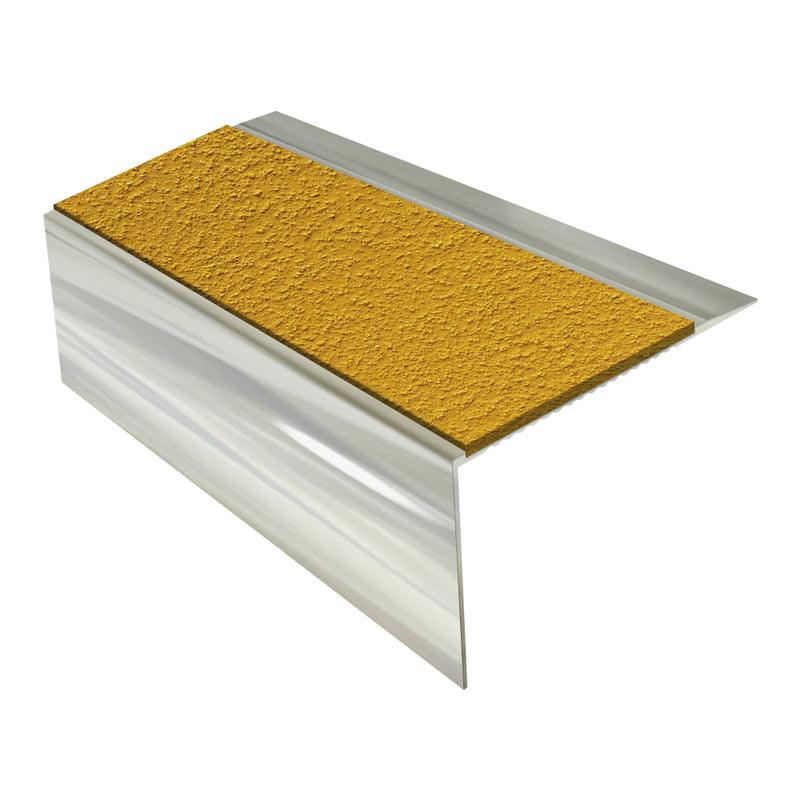 Square Ramp Back Aluminium Stair Nosing with MorGrip Inserts Heavy-Duty Profile 2.44m, 2.75m, 3.22m Lengths Slip-Resistant for Vinyl, Wood, LVT