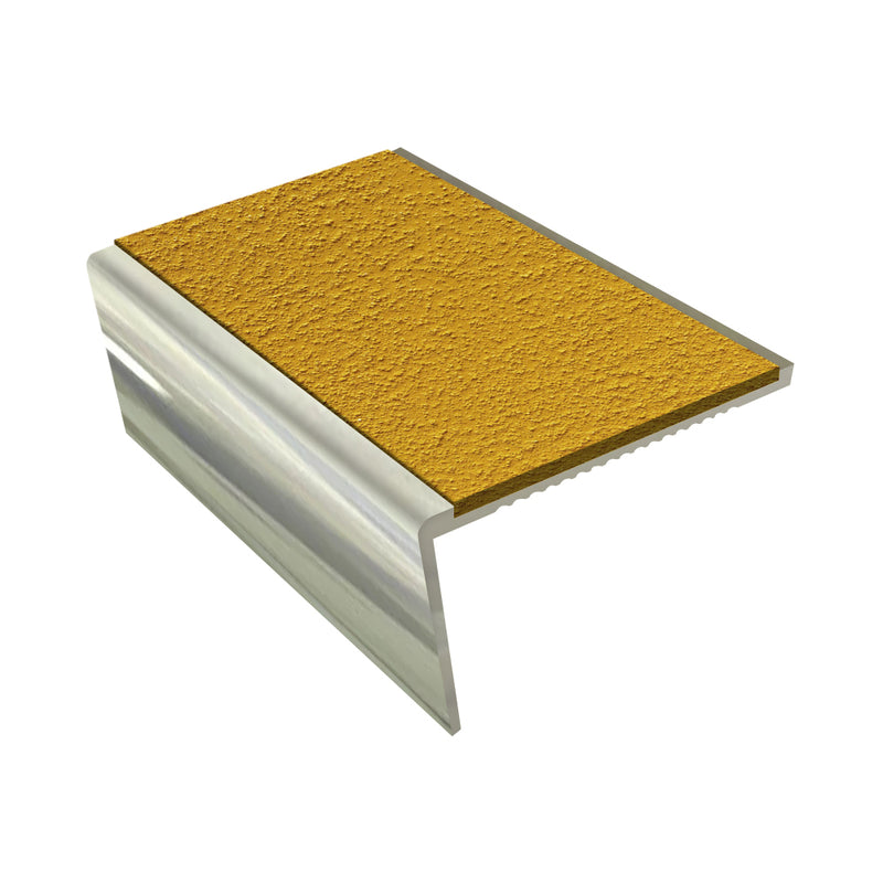 Rake Back Aluminium Stair Nosing Single Channel with MorGrip & Exterior Inserts Slip-Resistant for Vinyl, Lino & Carpets 2.44m, 2.75m, 3.22m