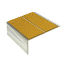 Square Double Channel Aluminium Stair Nosing with Ramp Back MorGrip & Exterior Inserts Durable Slip-Resistant Profile 2.44m, 2.75m, 3.22m