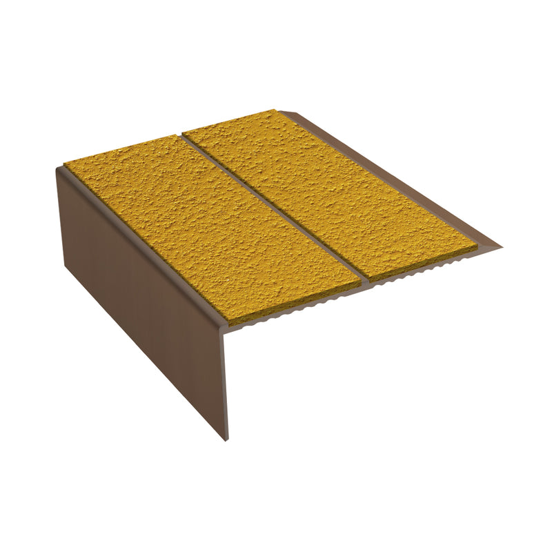 Rake Back Double Channel Aluminium Stair Nosing with MorGrip, 93mm Tread, Slip-Resistant PVC Inserts, Ideal for Vinyl & Lino Flooring, Multiple Lengths