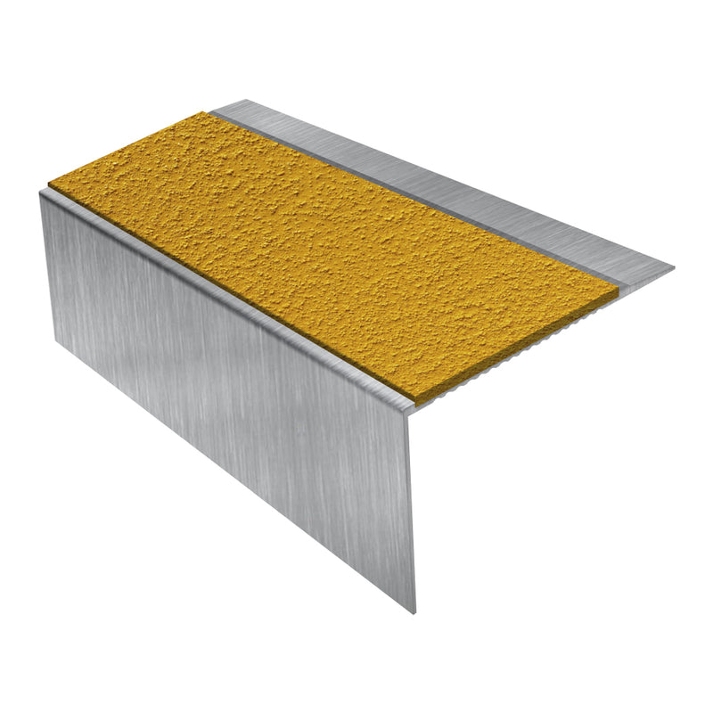 Square Ramp Back Aluminium Stair Nosing with MorGrip Inserts Heavy-Duty Profile 2.44m, 2.75m, 3.22m Lengths Slip-Resistant for Vinyl, Wood, LVT