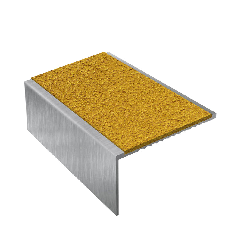 Non-Slip Weather-Resistant Square Aluminium Stair Nosing MorGrip Inserts 56mm Tread Durable & Stylish 2.44m, 2.75m, 3.22m Lengths