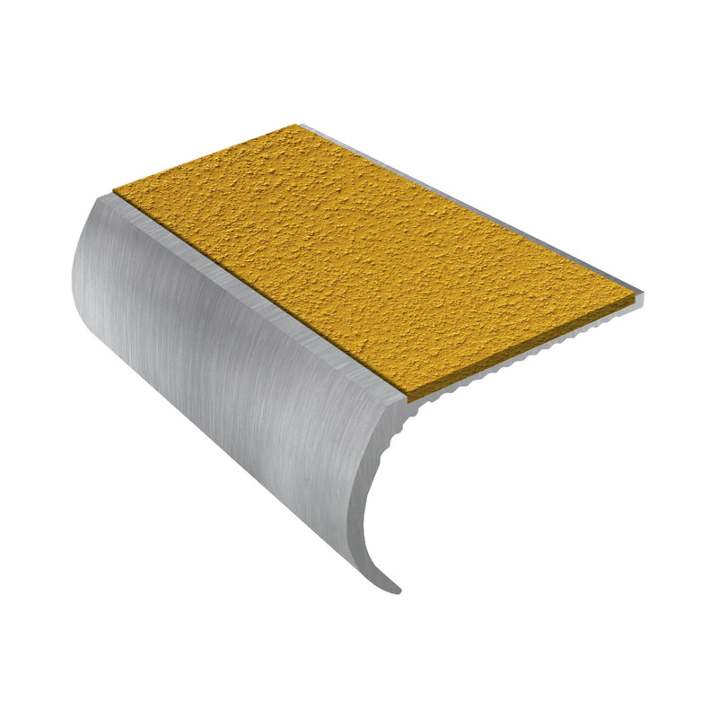 Bullnose Aluminium Stair Nosing with Slip-Resistant PVC Inserts 55mm Tread Ideal for Vinyl & Carpet 2.44m to 3.22m Lengths Indoor & Outdoor Use