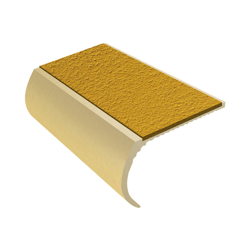 Bullnose Aluminium Stair Nosing with Slip-Resistant PVC Inserts 55mm Tread Ideal for Vinyl & Carpet 2.44m to 3.22m Lengths Indoor & Outdoor Use