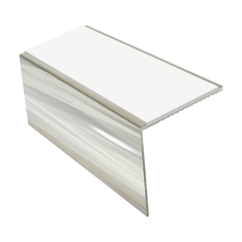 Square Aluminium Stair Nosing 2.75m, 56mm Tread Slip-Resistant Inserts Custom Finishes for Vinyl, Lino & Lightweight Carpets