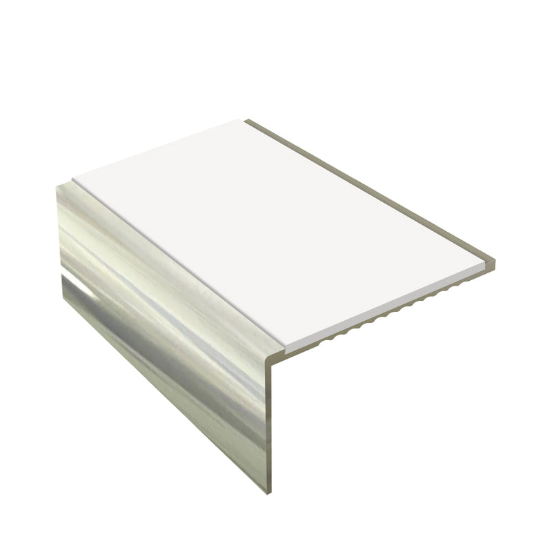 Square Aluminium Stair Nosing 2.44m Single Channel Profile Slip-Resistant PVC Inserts for Vinyl, Lino & Lightweight Carpets 3.5mm Gauge