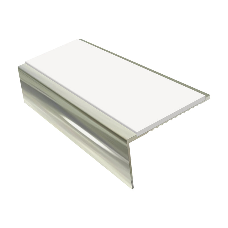 Square Aluminium Stair Nosing Single Channel 2.44m 25mm Riser Slip-Resistant PVC Inserts for Vinyl, Lino, Lightweight Carpets Safe Domestic Solution