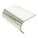 Bullnose aluminum stair nosing with 37mm riser and slip-resistant PVC inserts for vinyl flooring
