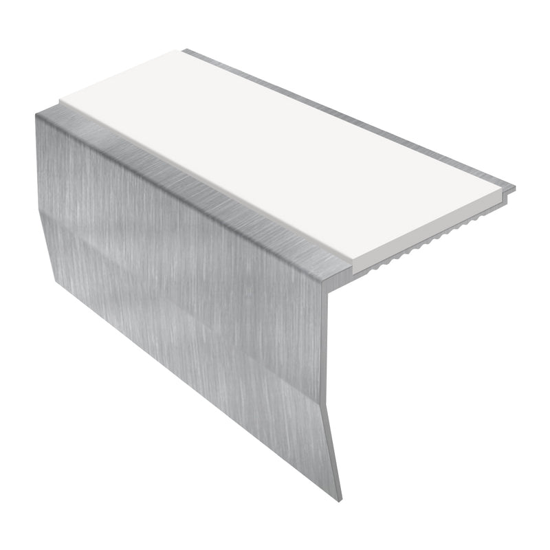 Heavy Duty Chevron Aluminium Stair Nosing 2.44m Single Insert 65mm Riser Slip-Resistant Durable for Medium Carpets & Smooth Flooring