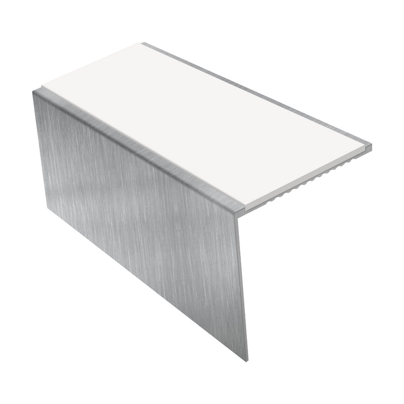 Square Aluminium Stair Nosing 2.75m, 56mm Tread Slip-Resistant Inserts Custom Finishes for Vinyl, Lino & Lightweight Carpets