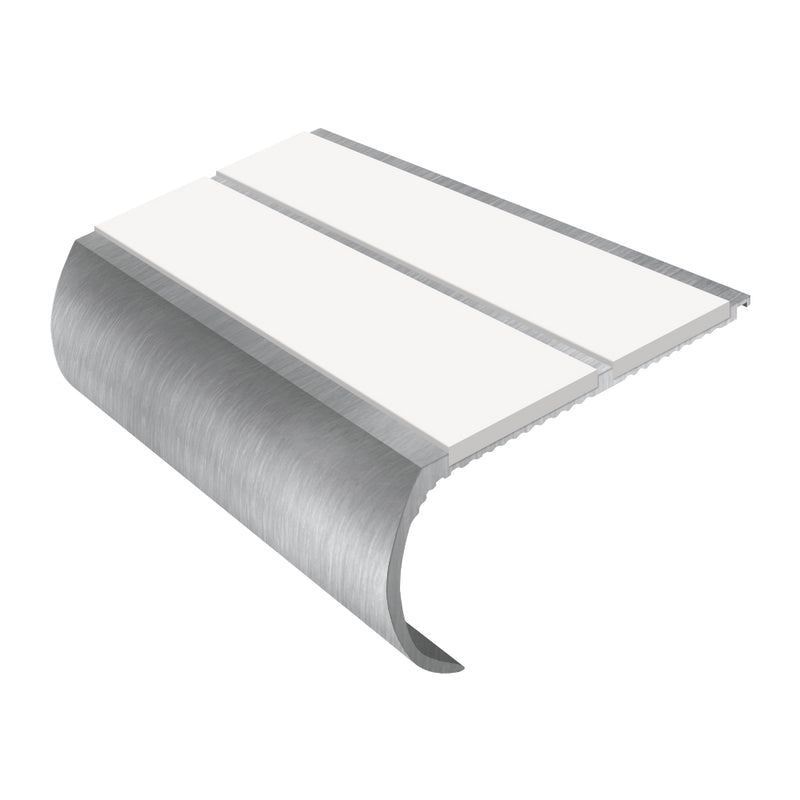 Heavy Duty Bullnose Aluminium Stair Nosing 2.75m Double Insert 53mm Riser Slip-Resistant Durable Ideal for High-Traffic Areas