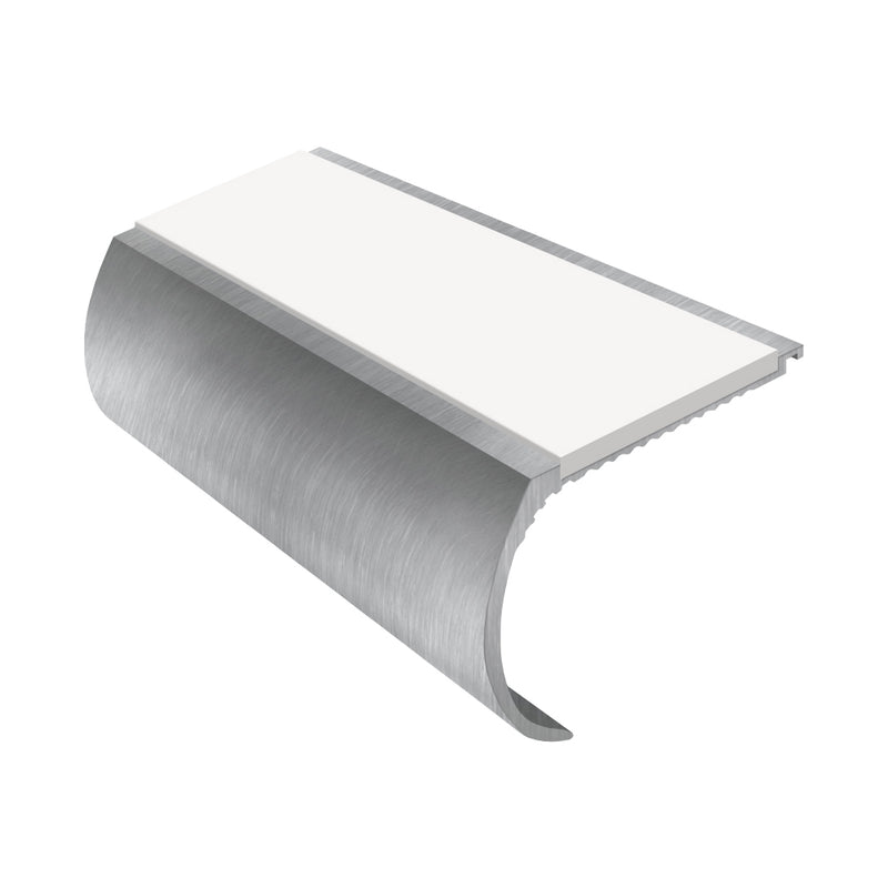 Heavy Duty Bullnose Aluminium Stair Nosing 2.44m, Single Insert, 57mm Riser, Slip-Resistant, Durable for High-Traffic Areas, Ideal for Home & Business