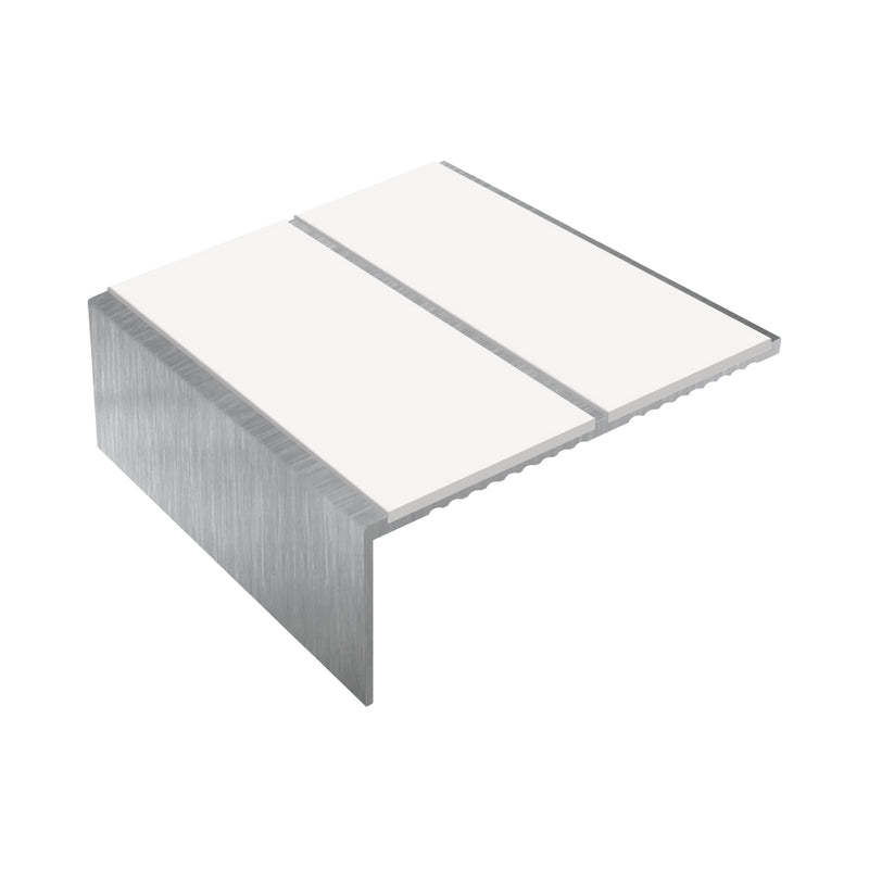 Premium Double Channel Aluminium Stair Nosing, 3.22m, Slip-Resistant PVC Inserts, 3.5mm Gauge, Ideal for Vinyl, Lino, Carpets, Durable & Safe.