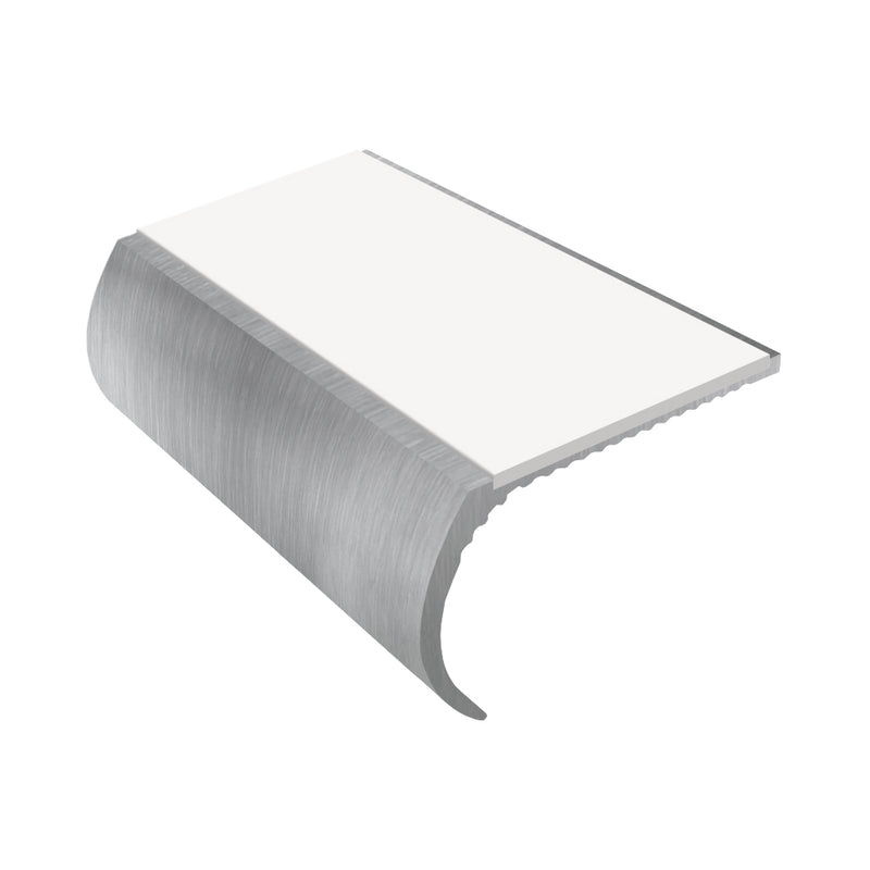 Premium Bullnose Aluminium Stair Nosing - Single Channel Insert - 2.75m - Slip-Resistant PVC, Durable, Stylish for Vinyl & Carpet Flooring