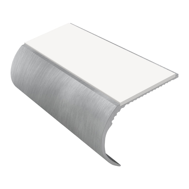 Bullnose Aluminium Stair Nosing 3.22m Single Channel 37mm Riser Slip-Resistant PVC Inserts Ideal for Vinyl & Lightweight Carpets