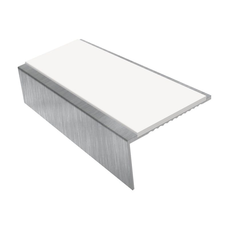 Square Aluminium Stair Nosing Single Channel 2.44m 25mm Riser Slip-Resistant PVC Inserts for Vinyl, Lino, Lightweight Carpets Safe Domestic Solution