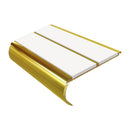 Gold aluminum anti-slip bullnose stair nosing with white PVC inserts for heavy duty safety protection