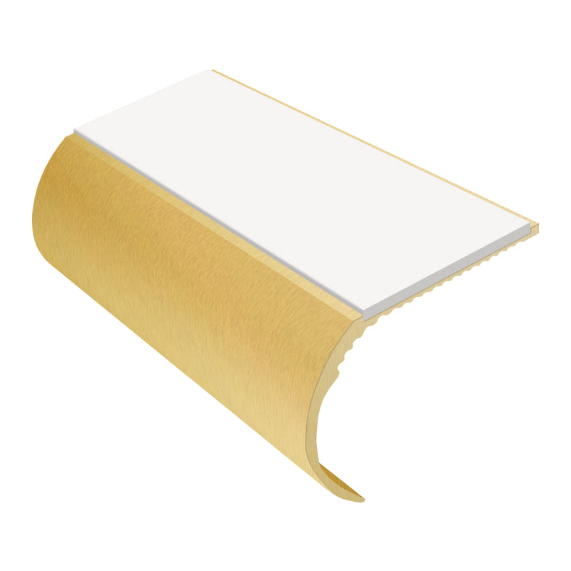 Bullnose Aluminium Stair Nosing 3.22m Single Channel 37mm Riser Slip-Resistant PVC Inserts Ideal for Vinyl & Lightweight Carpets