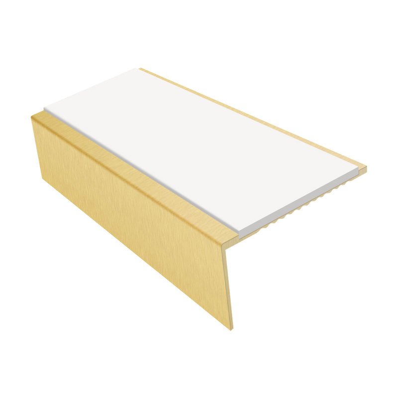 Square Aluminium Stair Nosing Single Channel 2.44m 25mm Riser Slip-Resistant PVC Inserts for Vinyl, Lino, Lightweight Carpets Safe Domestic Solution