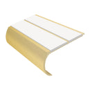 Bullnose aluminium anti slip stair nosing in satin gold finish with white inserts, 53mm width