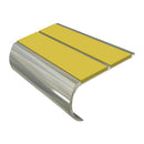 Anti slip bullnose stair nosing with yellow inserts and polished aluminium construction for stairs