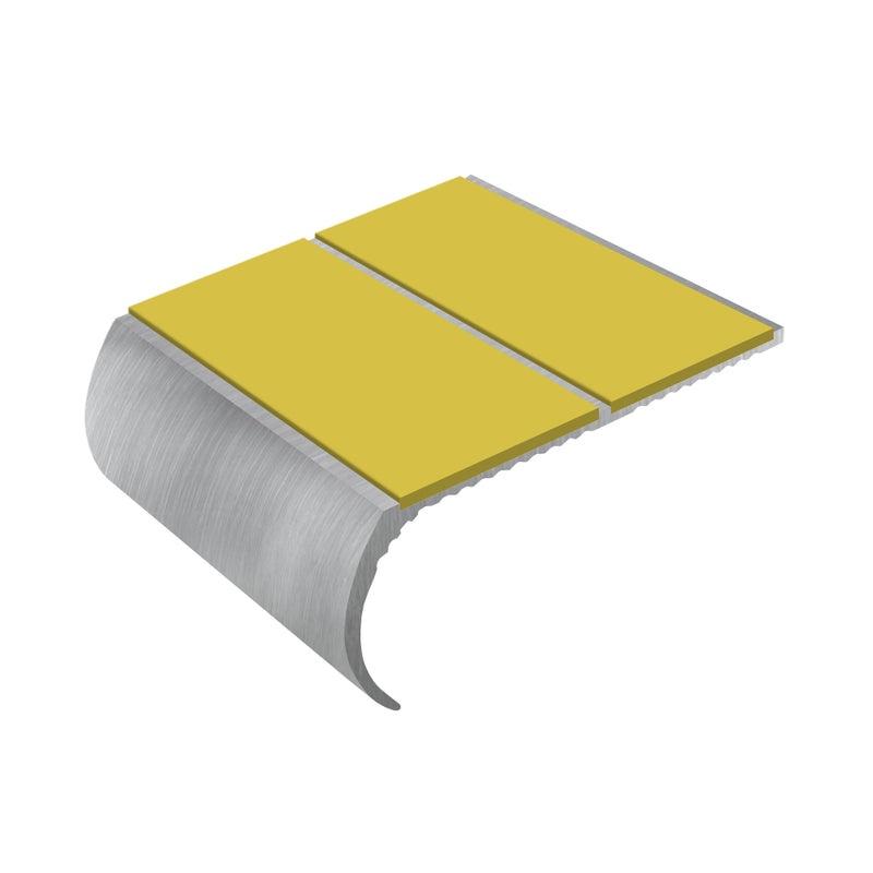 Bullnose Aluminium Stair Nosing - Double Channel Insert, 2.44m, Slip-Resistant PVC, Durable Alloy, Ideal for Vinyl & Lightweight Carpets