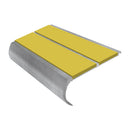 Heavy duty anti slip bullnose stair nosing with yellow PVC inserts and mill finish aluminium profile