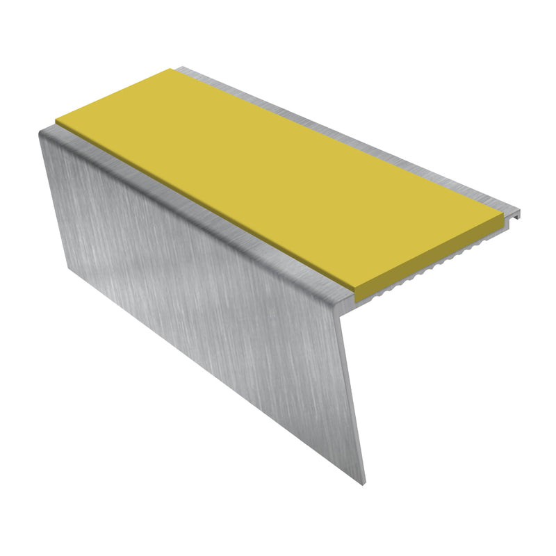 Rake Back Aluminium Stair Nosing 2.75m 62mm Tread Slip-Resistant Inserts Durable for Medium-Weight Carpets & Heavy-Duty Floors